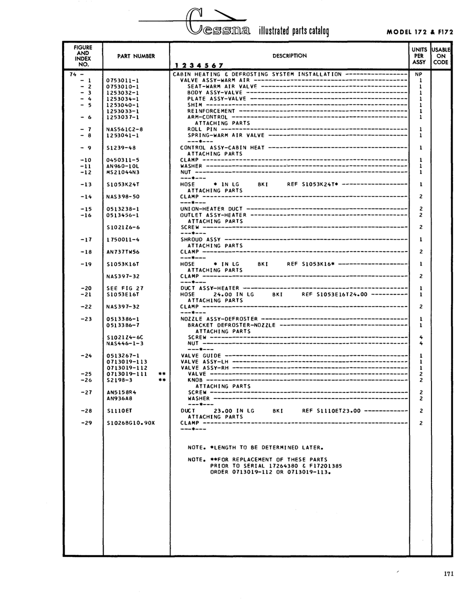 Aviation Part S1053E16T for Cessna 172 Skyhawk Aircraft