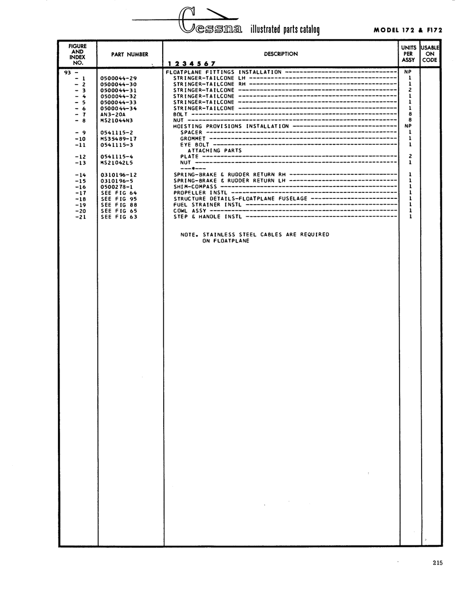 Aviation Part Q5002 for Cessna 172 Skyhawk Aircraft