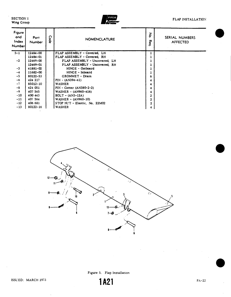 Aviation Part 85012-10 for Piper PA-22 Aircraft