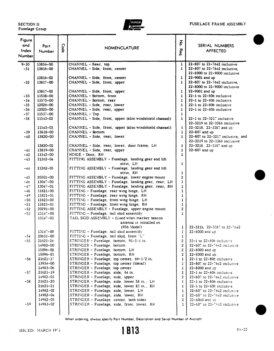 Aviation Part 11623-01 for Piper PA-22 Aircraft