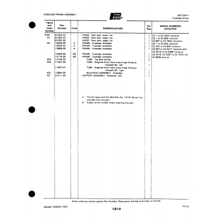 Aviation Part (13808-00) — Piper PA-22 Aviation Part (13808-00) — Piper PA-22