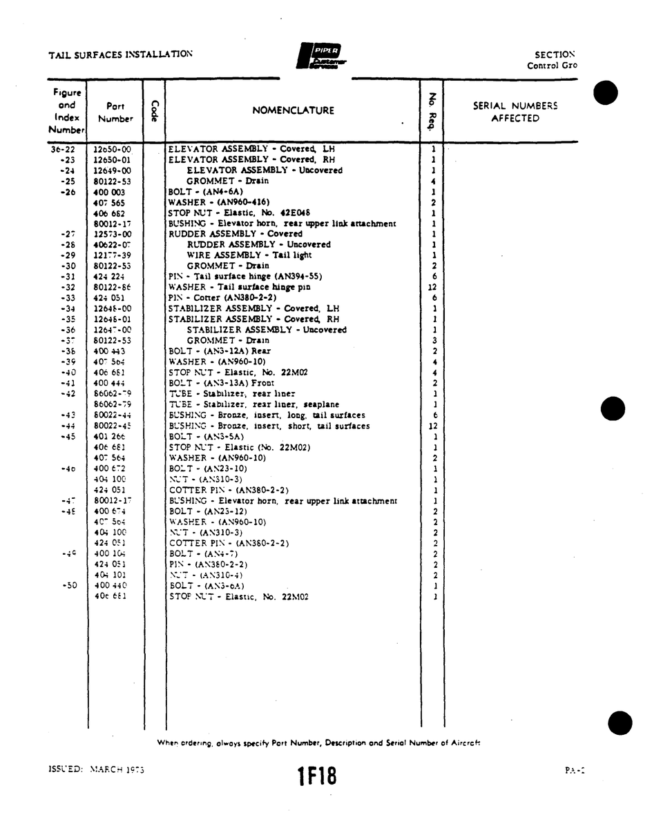 Aviation Part 60122-53 for Piper PA-22 Aircraft
