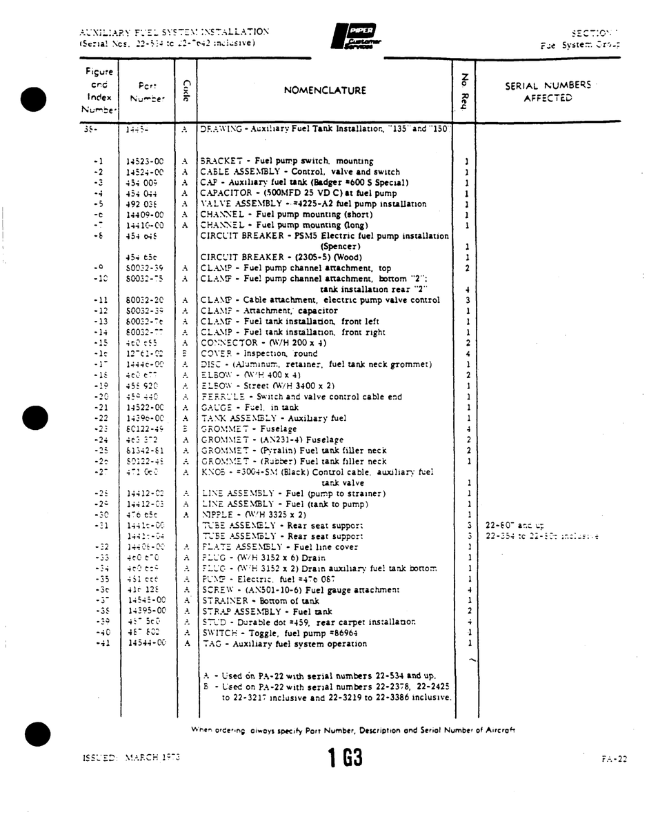 Aviation Part EC122-44 for Piper PA-22 Aircraft