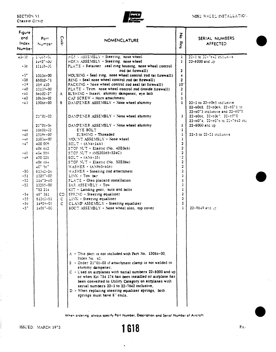 Aviation Part 114-5-40 for Piper PA-22 Aircraft