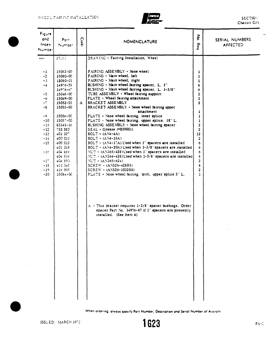 Aviation Part lS04I-OC for Piper PA-22 Aircraft
