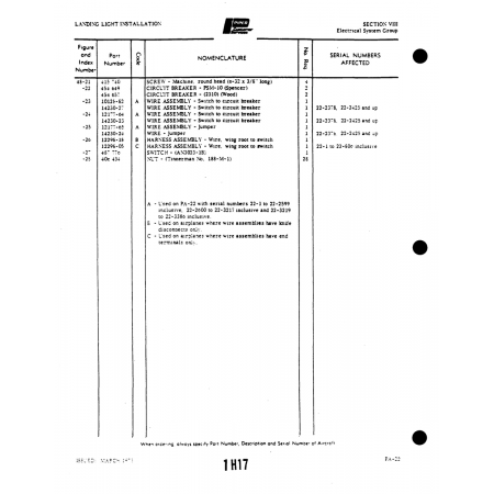 Aviation Part (14230-24) — Piper PA-22 Aviation Part (14230-24) — Piper PA-22