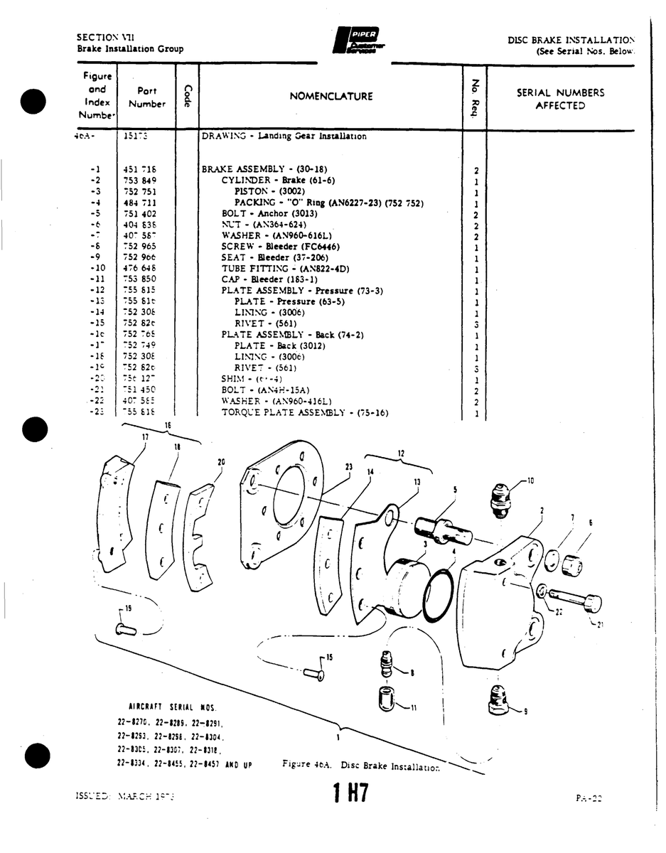 Aviation Part T52965 for Piper PA-22 Aircraft