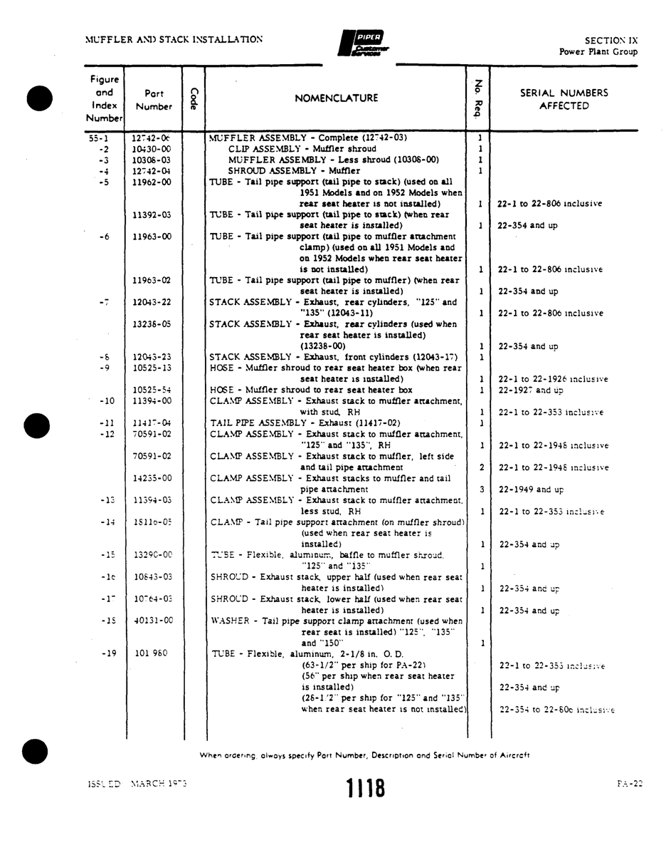 Aviation Part 11417-04 for Piper PA-22 Aircraft