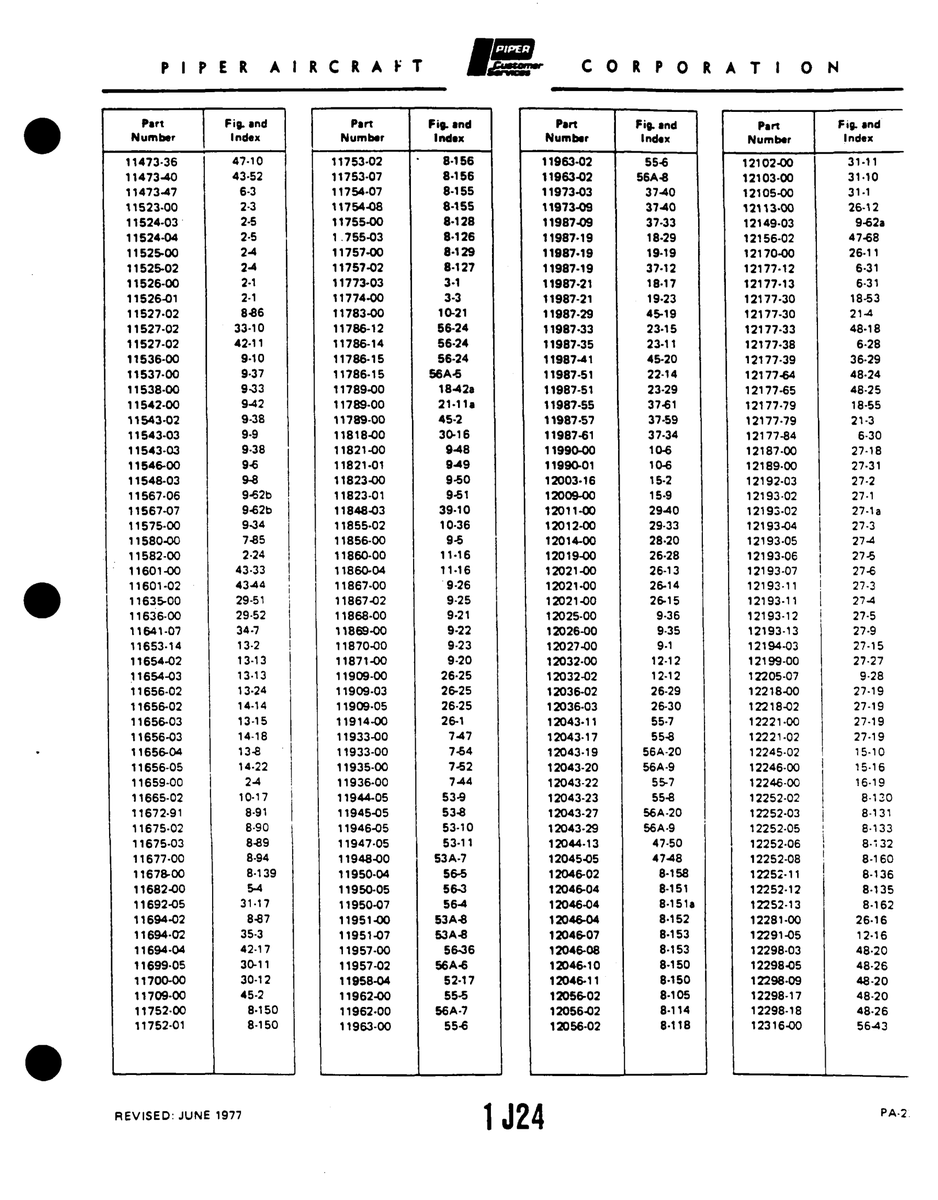 Aviation Part 11536-00 for Piper PA-22 Aircraft