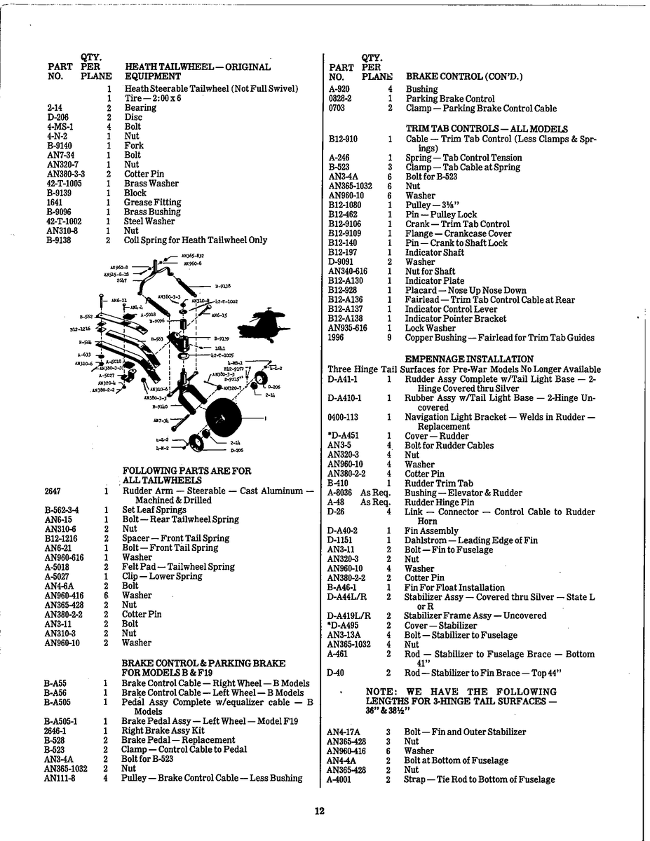 Aviation Part 0400-113 for Taylorcraft Bcs Aircraft