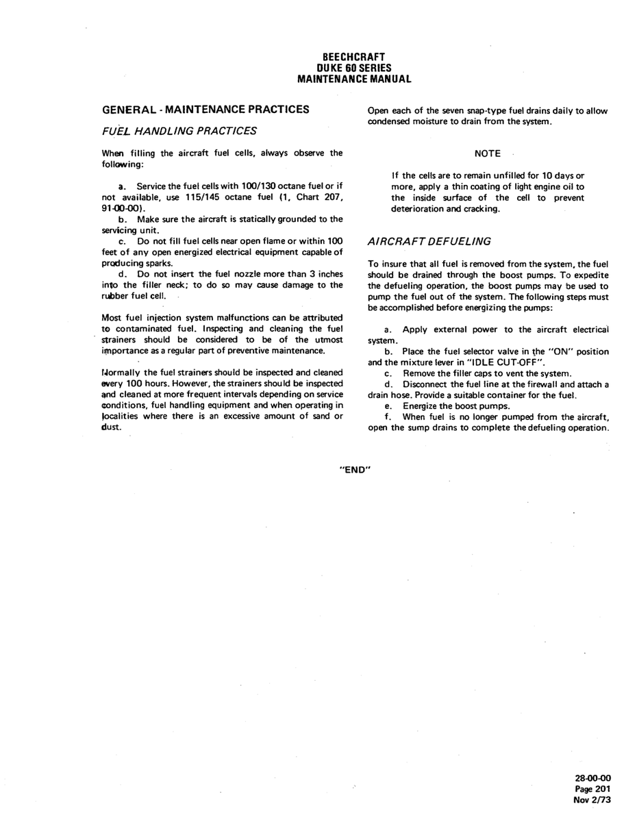 Aviation Part 28-00-00 for Beechcraft 60 Aircraft