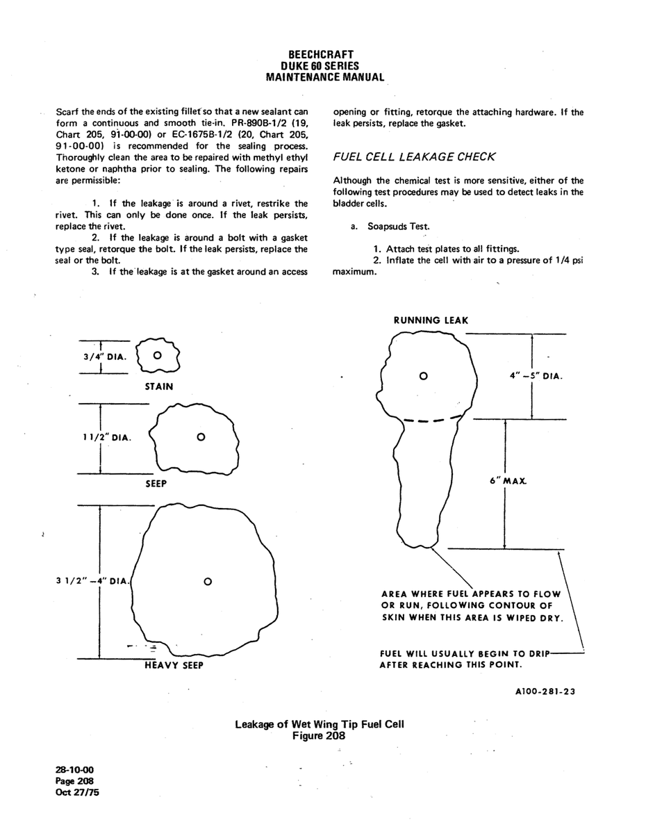 Aviation Part A100-281-23 for Beechcraft 60 Aircraft