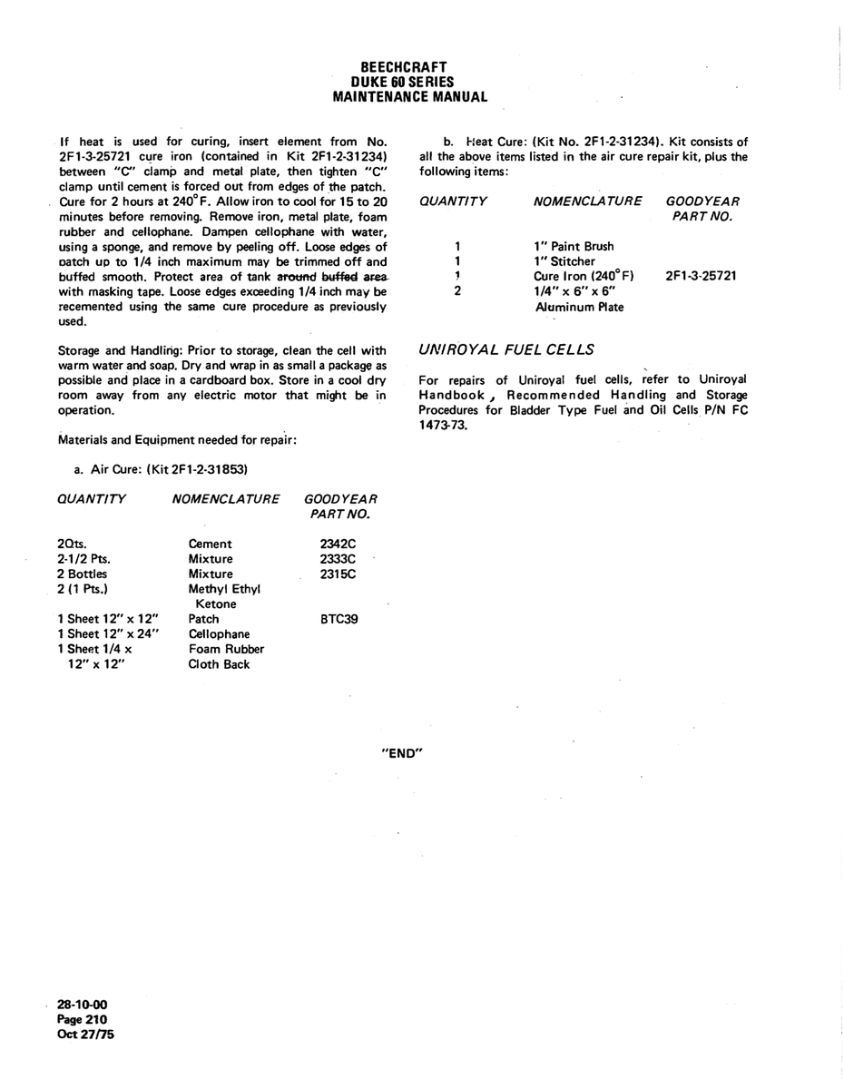 Aviation Part 2315C for Beechcraft 60 Aircraft