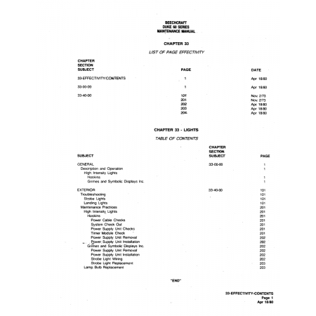 Aviation Part (33-40-00) — Beechcraft 60