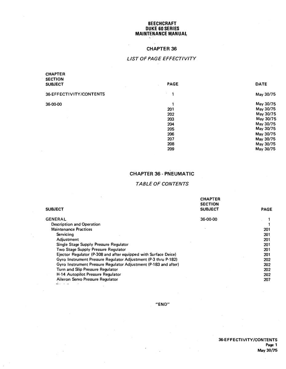 Aviation Part 36-00-00 for Beechcraft 60 Aircraft