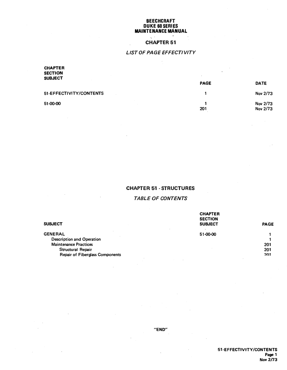 Aviation Part 51-00-00 for Beechcraft 60 Aircraft