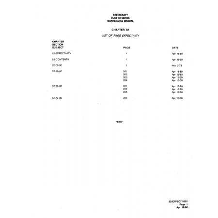 Aviation Part (52-EFFECTIVITY) — Beechcraft 60 Aviation Part (52-EFFECTIVITY) — Beechcraft 60