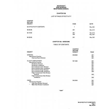 Aviation Part (56-20-00) — Beechcraft 60 Aviation Part (56-20-00) — Beechcraft 60