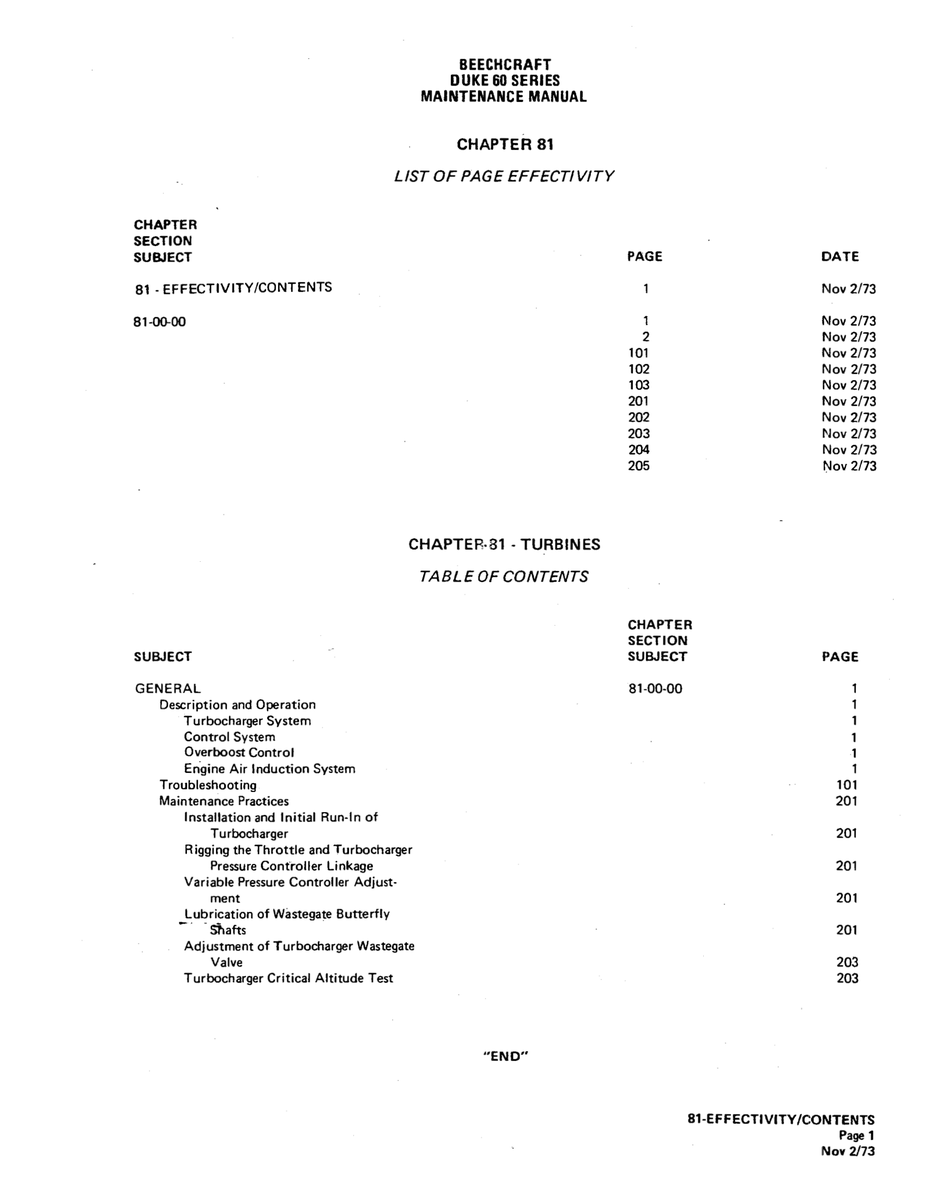 Aviation Part 81-00-00 for Beechcraft 60 Aircraft