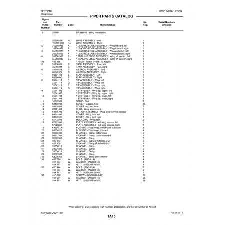 Aviation Part (35950-980) — Piper PA-28-201T