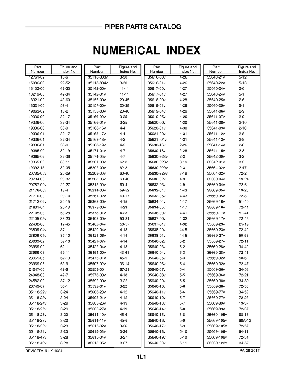 Aviation Part 35142-01v for Piper PA-28-201T Aircraft