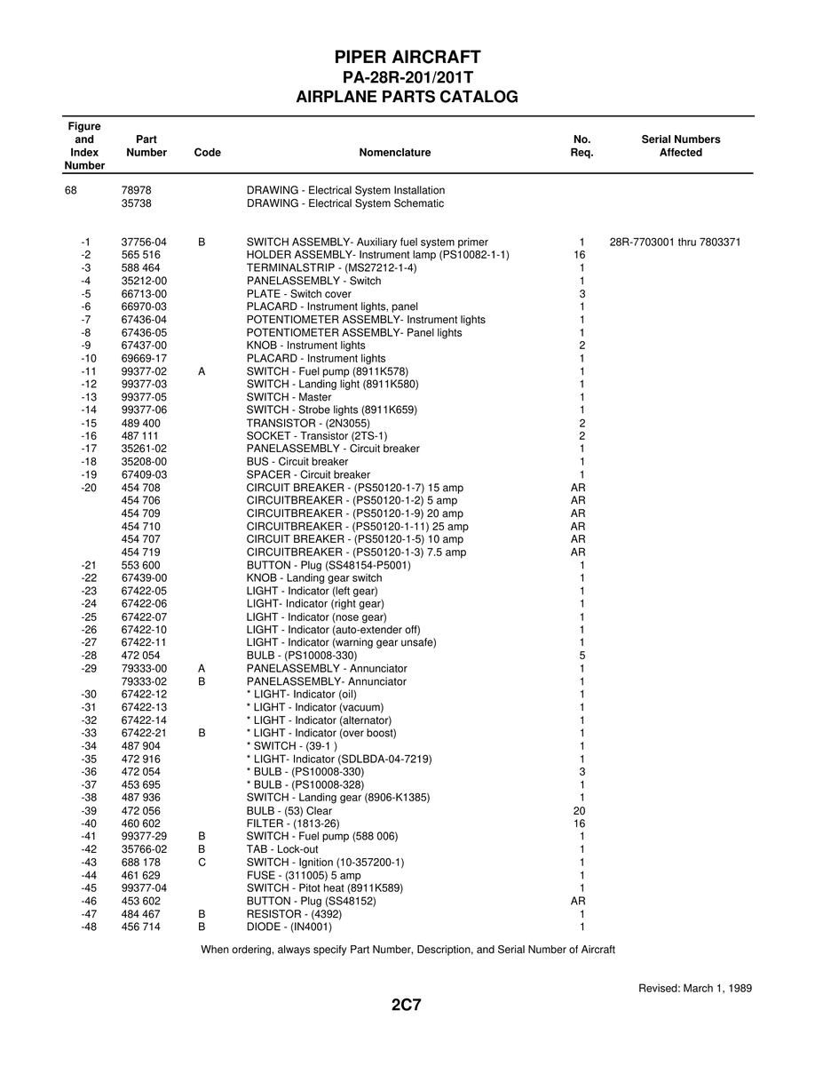 Aviation Part 37756-04 for Piper PA-28 Cherokee Aircraft