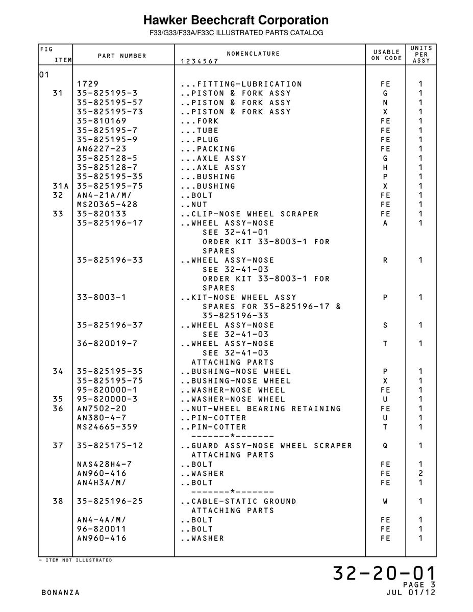 Aviation Part 825196-17 for Beechcraft Bonanza F33A Aircraft