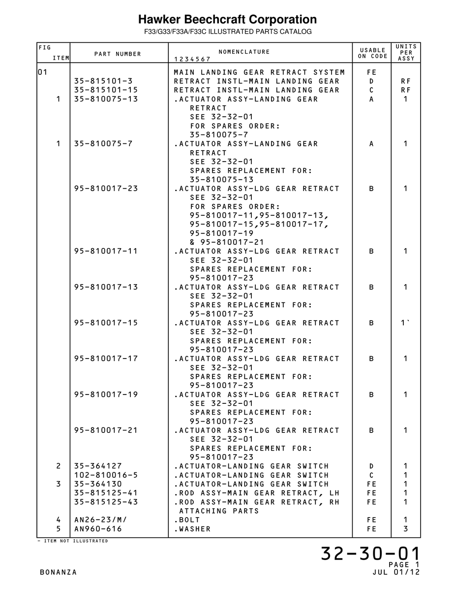 /M/ .Bolt AN26-23 for Beechcraft Bonanza F33A Aircraft