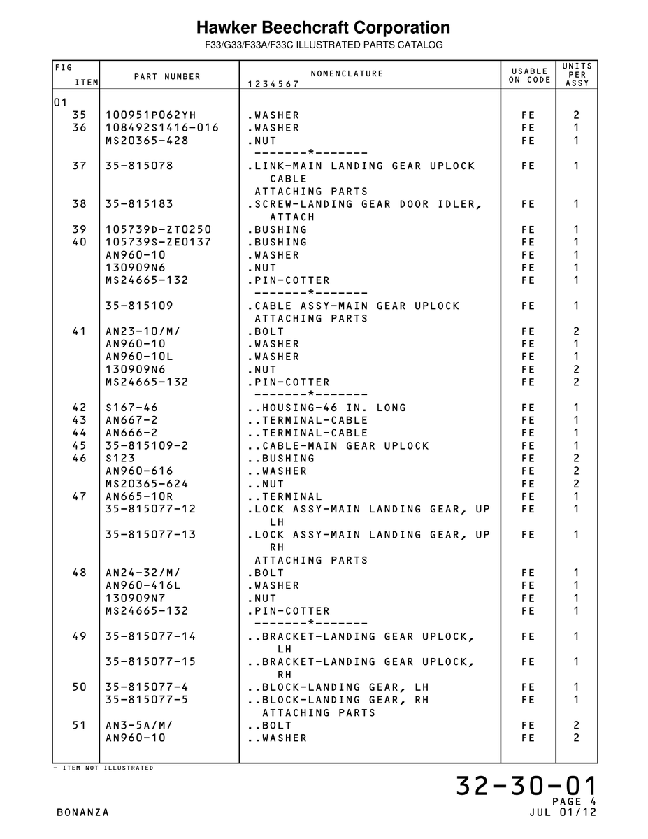 Aviation Part 815077-13 for Beechcraft Bonanza F33A Aircraft