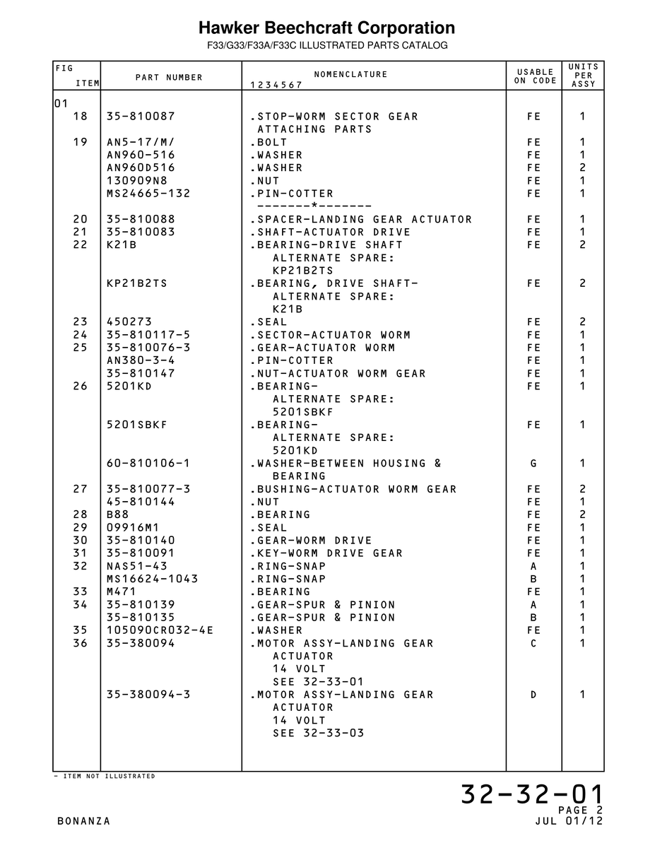 Aviation Part 810117-5 for Beechcraft Bonanza F33A Aircraft