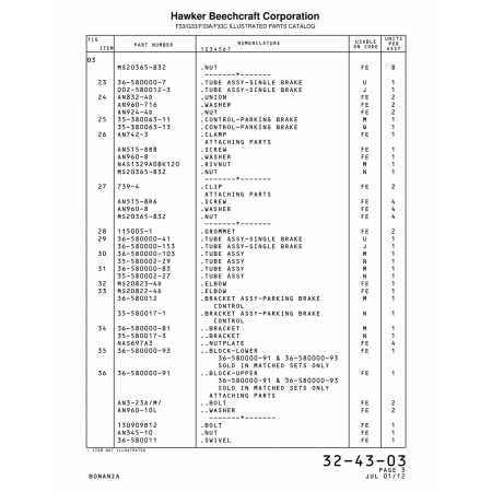 Aviation Part (580000-91) — Beechcraft Bonanza F33A