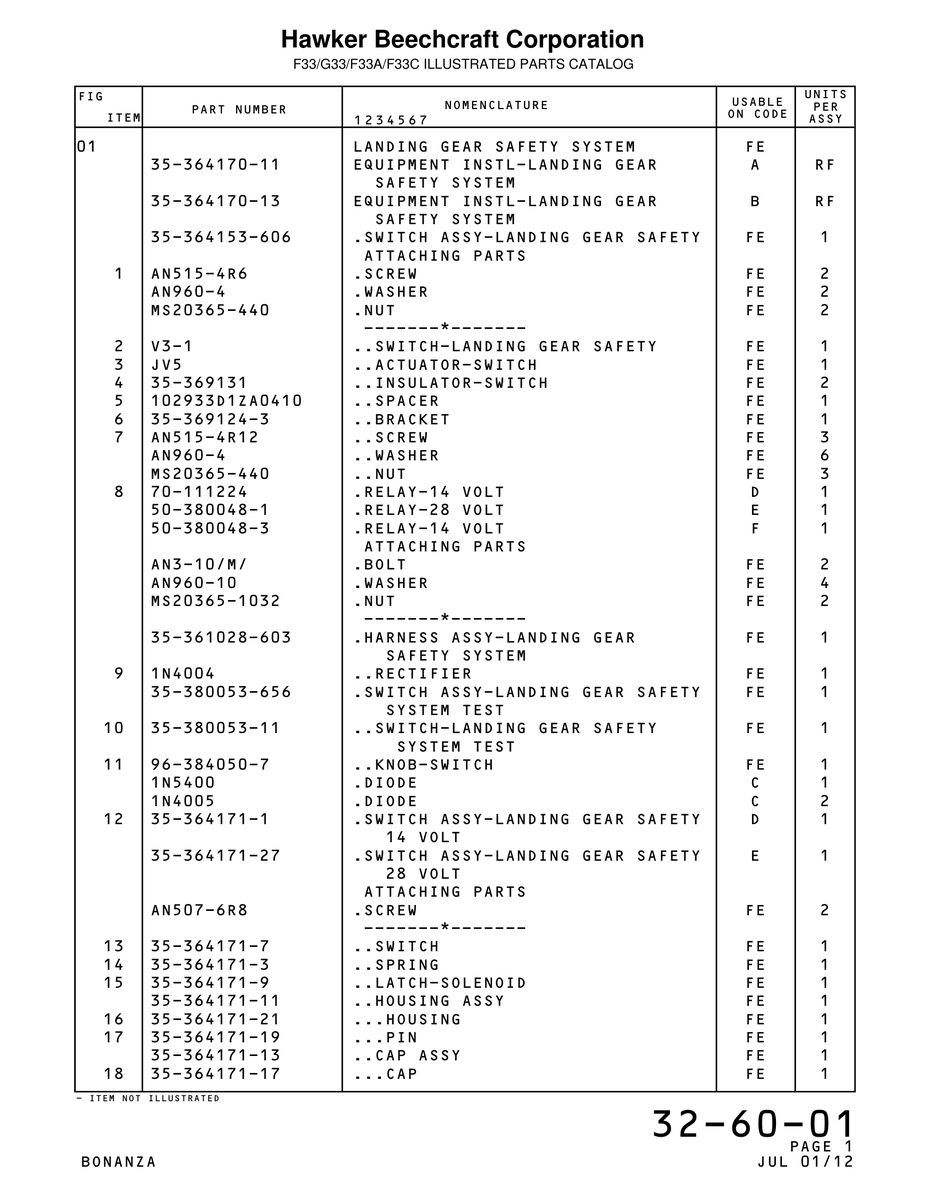 Aviation Part 369124-3 for Beechcraft Bonanza F33A Aircraft
