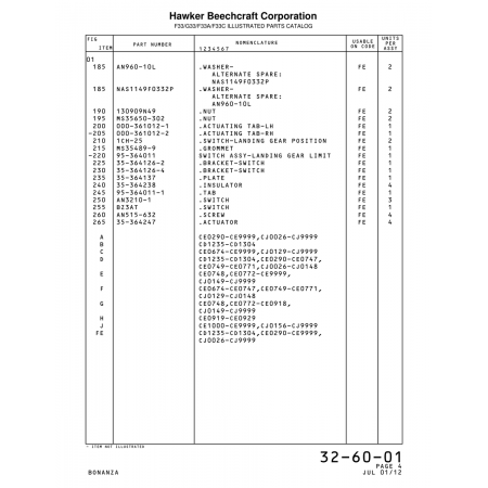 Tab (364011-1) — Beechcraft Bonanza F33A