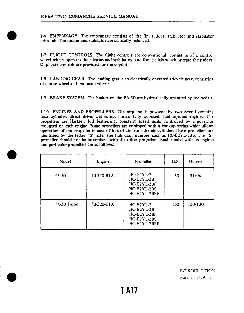 Aviation Part HC-E2YL-2B for Piper PA-30 Twin Comanche Aircraft