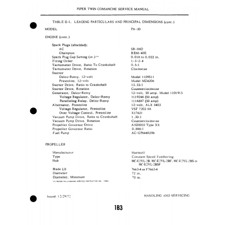 Aviation Part (XI7621) — Piper PA-30 Twin Comanche