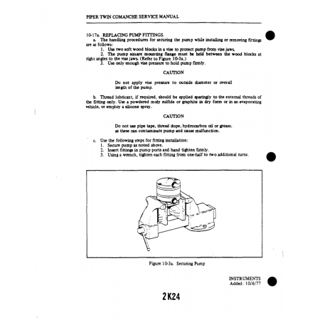 Replacing Pump FIlTINGS (1G17a) — Piper PA-30 Twin Comanche