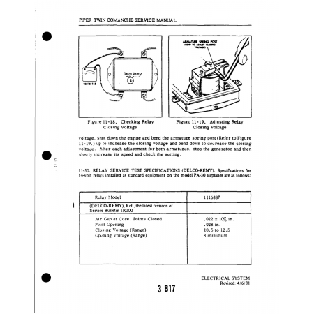 Aviation Part (1116887) — Piper PA-30 Twin Comanche Aviation Part (1116887) — Piper PA-30 Twin Comanche