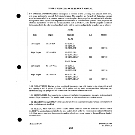 Aviation Part (10-320-BIA) — Piper PA-30 Twin Comanche Aviation Part (10-320-BIA) — Piper PA-30 Twin Comanche