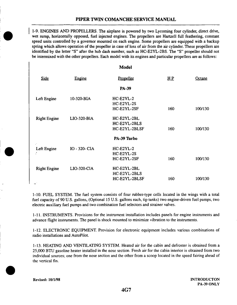 Aviation Part HC-E2YL-2S for Piper PA-30 Twin Comanche Aircraft