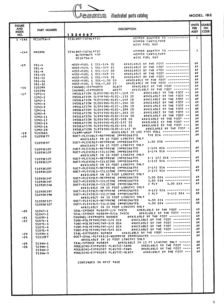 Wing Fuel Bay ECL675A-3 for Cessna 182 Skylane Aircraft