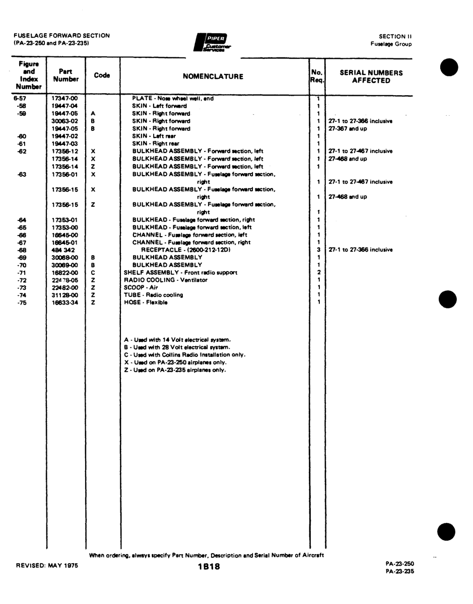Aviation Part 14247-02 for Johnson Scorpion Too Aircraft