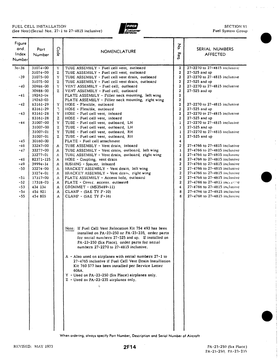 Aviation Part 83161-28 for Johnson Scorpion Too Aircraft