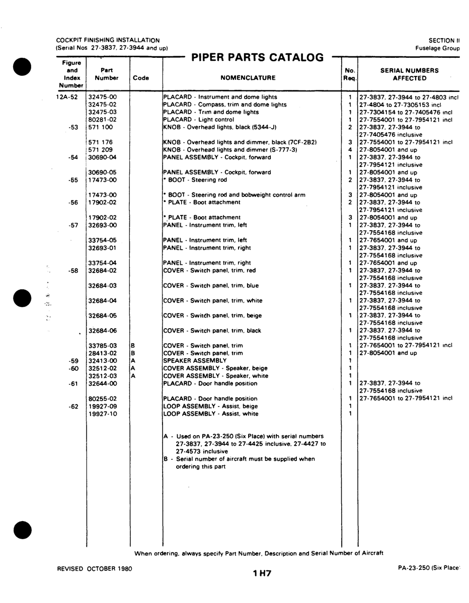 Aviation Part 130690-04 for Johnson Scorpion Too Aircraft