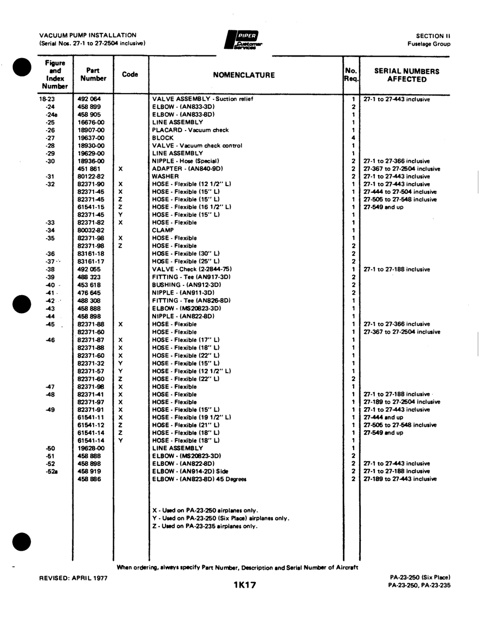 Aviation Part 82371-97 for Johnson Scorpion Too Aircraft