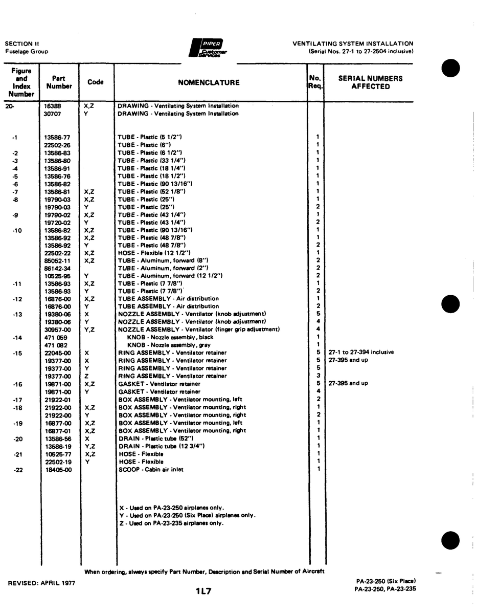 Aviation Part 13586-91 for Johnson Scorpion Too Aircraft