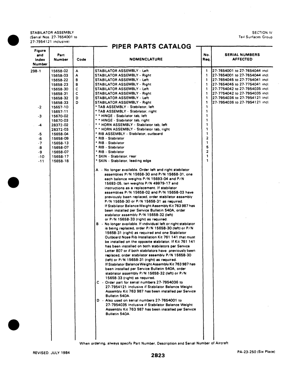 Aviation Part 15658-09 for Johnson Scorpion Too Aircraft