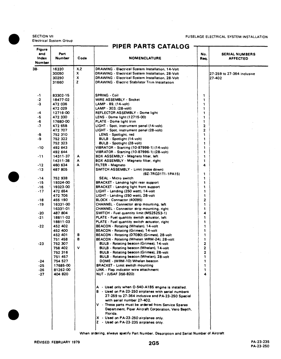 Aviation Part 81262-00 for Johnson Scorpion Too Aircraft