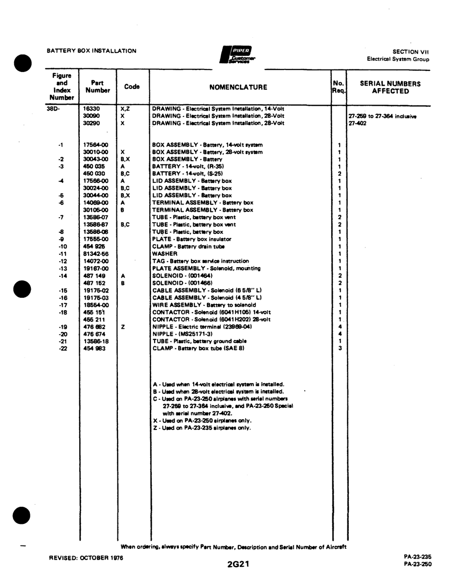 Aviation Part 1358887 for Johnson Scorpion Too Aircraft