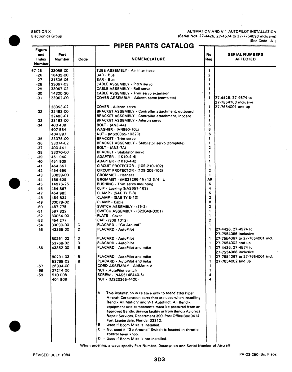 Aviation Part 14976-25 for Johnson Scorpion Too Aircraft