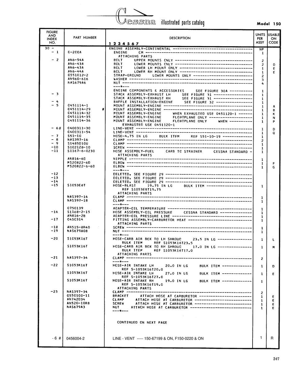 Aviation Part 0456004-2 for Cessna 150 Aircraft